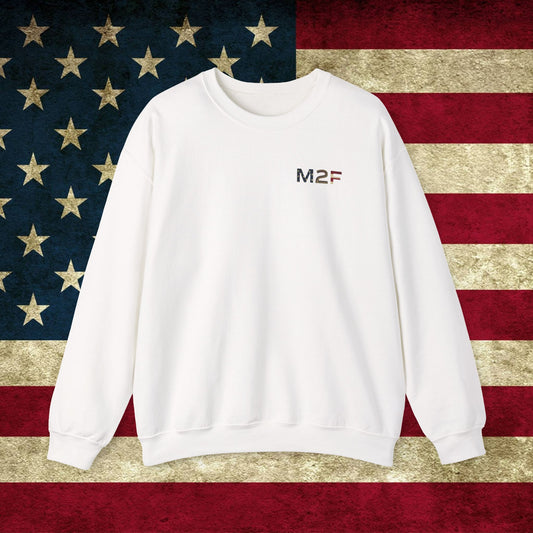 M2F American Flag Crewneck Sweatshirt — Vintage USA Patriotic Pullover