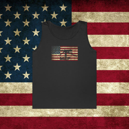 Patriotic Unisex Cotton Tank Top - Vintage American Flag Design