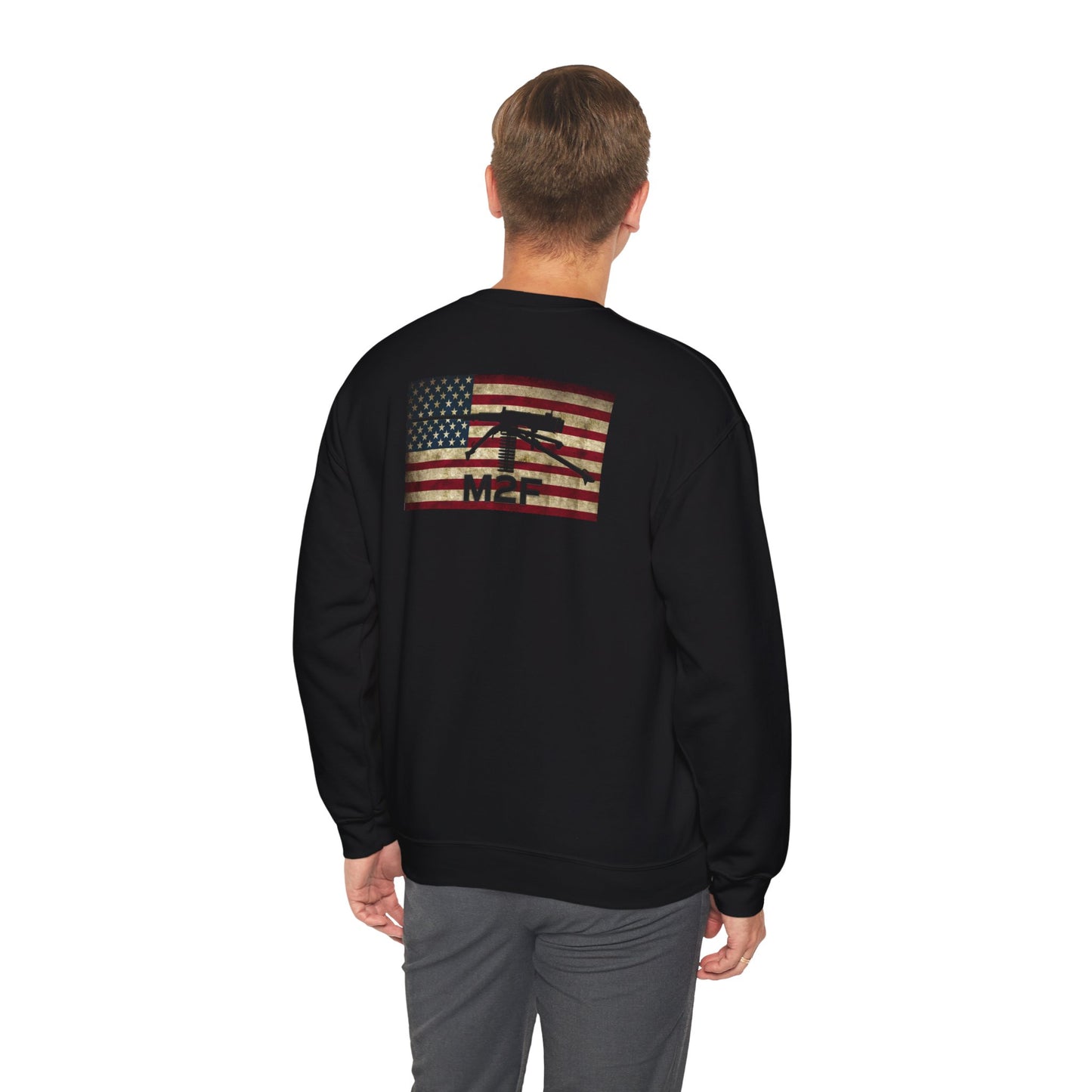 M2F American Flag Crewneck Sweatshirt — Vintage USA Patriotic Pullover