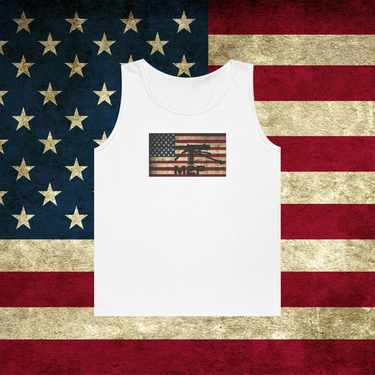 Patriotic Unisex Cotton Tank Top - Vintage American Flag Design