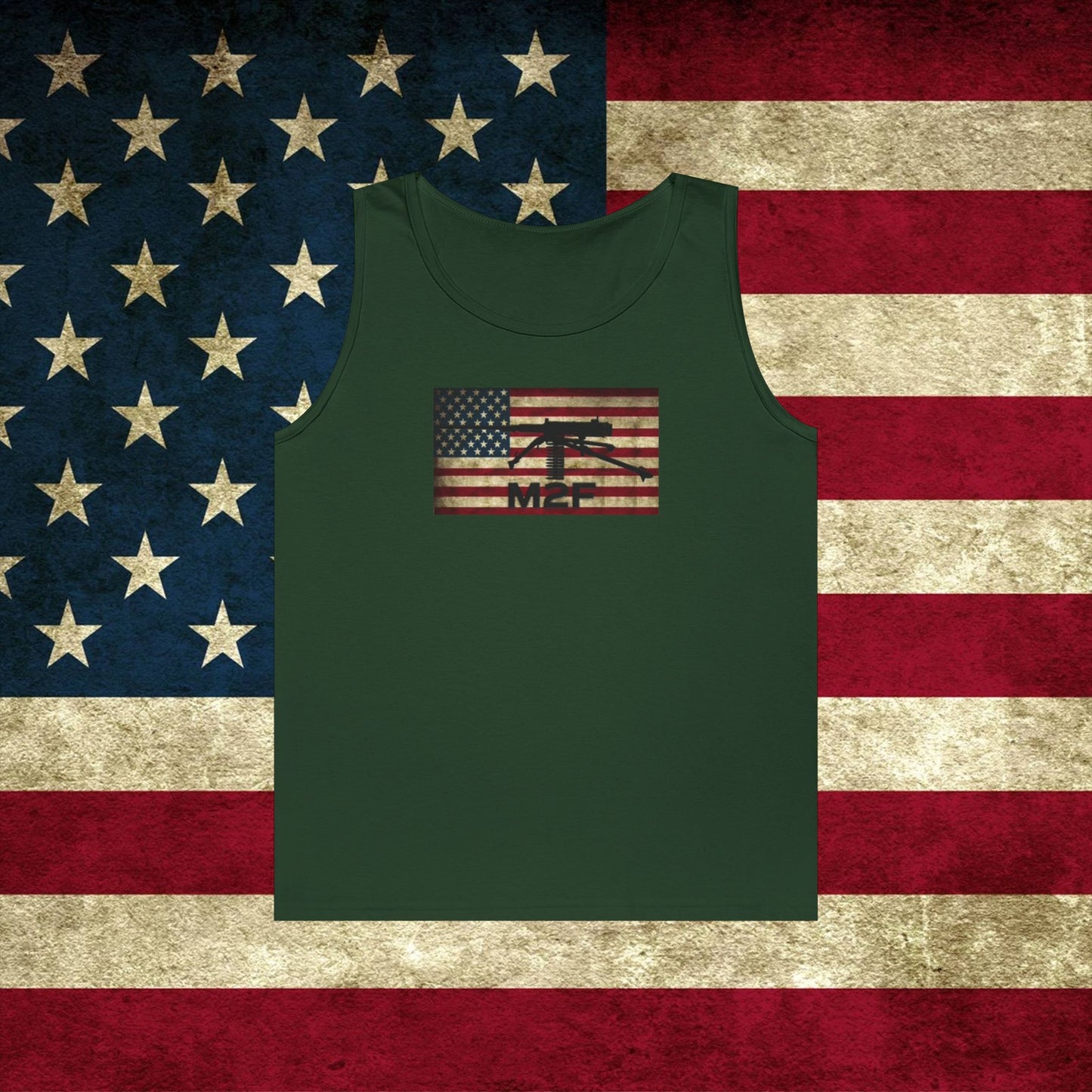 Patriotic Unisex Cotton Tank Top - Vintage American Flag Design