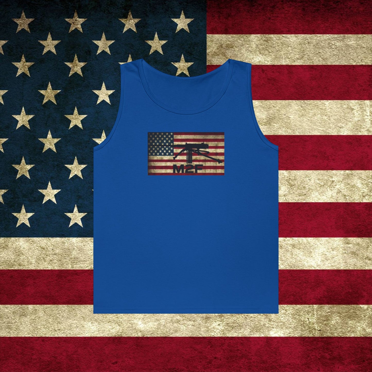 Patriotic Unisex Cotton Tank Top - Vintage American Flag Design